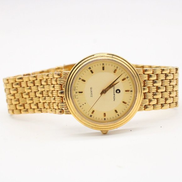 J.B Champion Watch Mens Gold Tone Stainless Steel Classic Beige Dial Swiss Movt - Picture 5 of 8